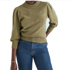 Madewell Puff Sleeve Cotton & Merino Yarn Sweater